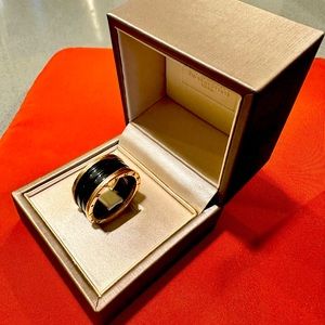 B.ZERO1 RING - Rose Gold and Ceramic - Size 66